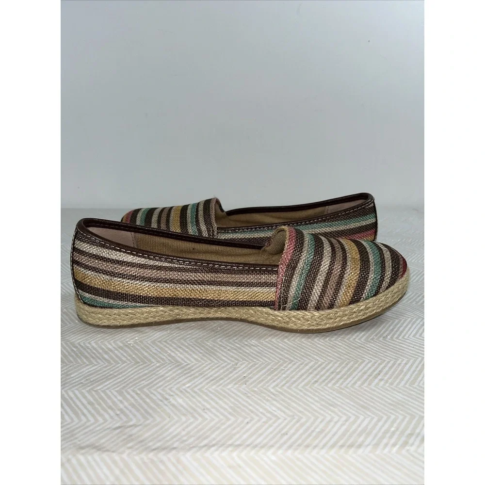 BOC Born Womens Franki Espadrille Flats Sz 6M Striped Slip On Shoes Comfort 90's